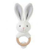 Bunny Wooden Teether (Grey) by Happy Horse front view