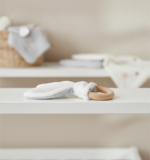 Bunny Wooden Teether (Grey) by Happy Horse lifestyle view