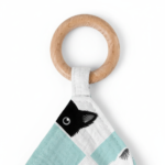 Peek-A-Boo Cats Bamboo Blankie Teether detail view