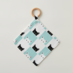 Peek-A-Boo Cats Bamboo Blankie Teether flatlay view