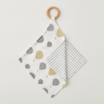 Hot Air Balloon & Pencil Stripe Bamboo Blankie Teether flatlay view