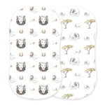 Hear Me Roar Lion and Rhinos and Elephants Bamboo Changing Pad Cover/Bassinet Sheets